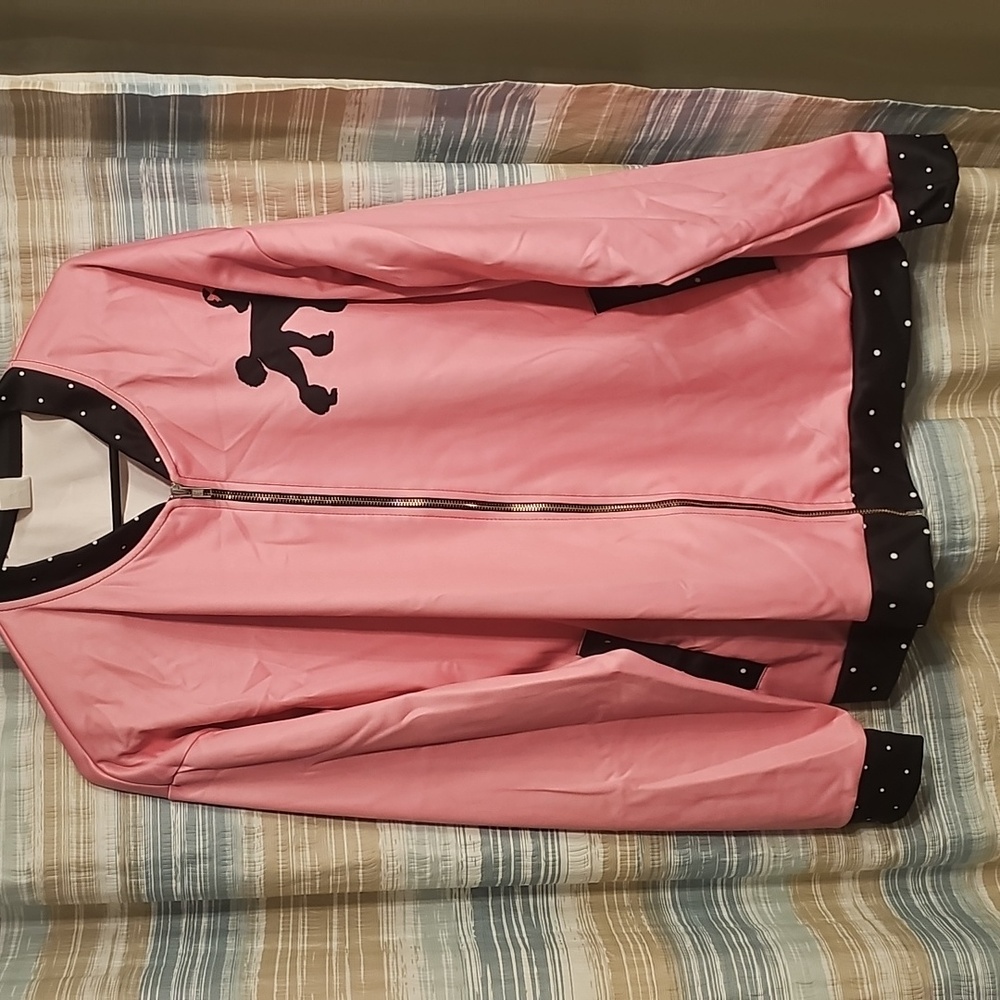 Pink Bomber Jacket with Poodle Design